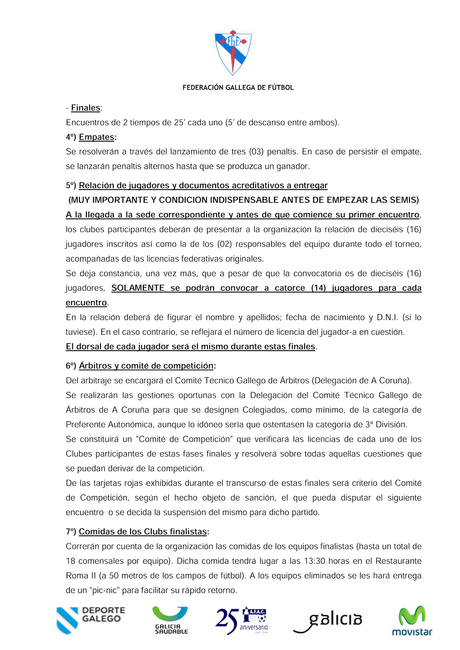 Finales Gallegas Alevín, Benjamín y Prebenjamín en Coruña: Normas y Horarios