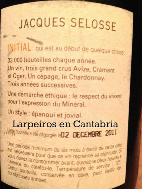 Champagne Jacques Selosse Brut Initial: Degüelle 2 Diciembre 2011