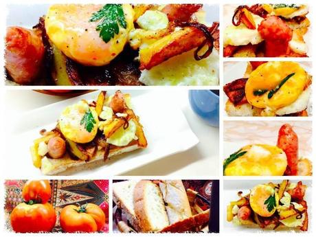 Tosta patatas encebolladas con salchicha y yema 3_Fotor