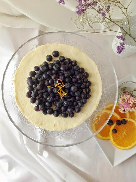 CHEESECAKE DE NARANJA Y ARÁNDANOS CON MERMELADA DE NARANJA DULCE Y FLOR DE SAÚCO