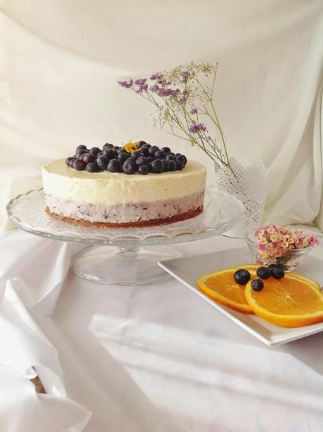 CHEESECAKE DE NARANJA Y ARÁNDANOS CON MERMELADA DE NARANJA DULCE Y FLOR DE SAÚCO