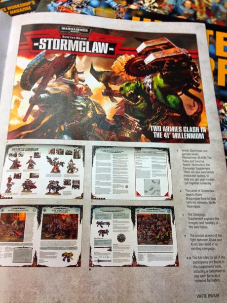 Detalles de la caja de Stormclaw,miniaturas de personajes y Sanctus Reach