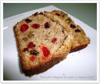 Pancake dulce integral de pasas y nueces light.