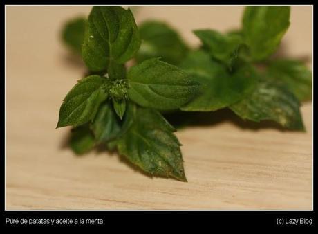 Puré de patatas con aceite y menta. Estupendo!