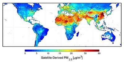 Mapa mundial de la contaminación por PM2.5