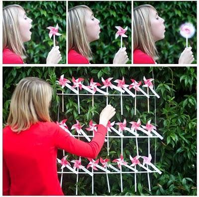 Organización Mesas: Molinillos de viento con nº de mesa