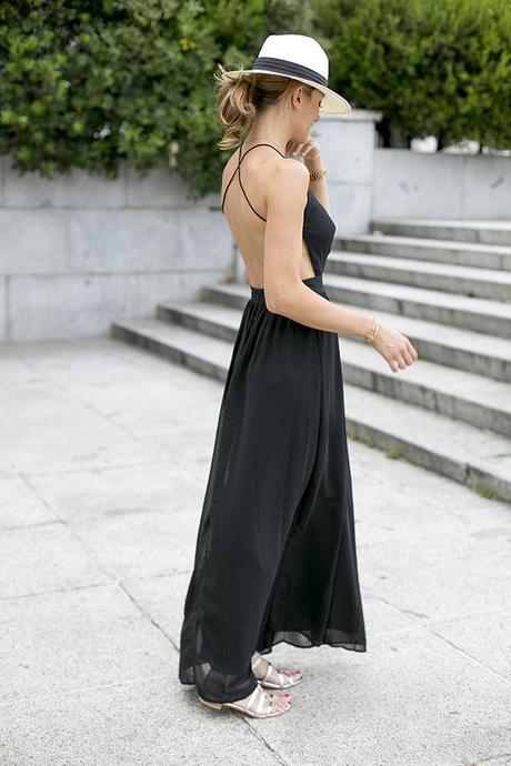 outfits, sheinside, black long dress, vestido largso, chaleco mango ,safari, bohochic hat, asos, cinturon leopardo, leo, adamarina, stuart weitzman, elena estaun, cristina blanco, guiadeestilo, guia de estilo blog, spaniss fashion blogger 