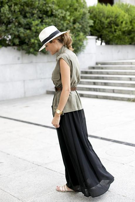 outfits, sheinside, black long dress, vestido largso, chaleco mango ,safari, bohochic hat, asos, cinturon leopardo, leo, adamarina, stuart weitzman, elena estaun, cristina blanco, guiadeestilo, guia de estilo blog, spaniss fashion blogger 