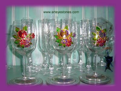 COPAS DE CRISTAL CON VITRALES