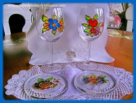 COPAS DE CRISTAL CON VITRALES