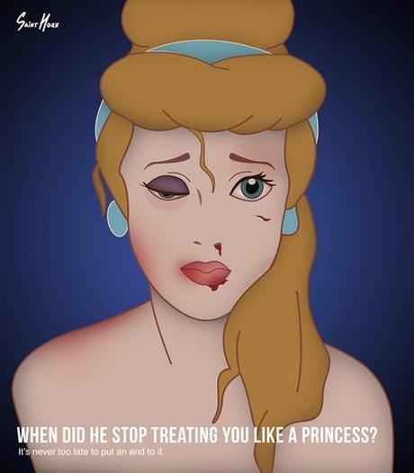 Las princesas de Disney maltratadas. Di #NOalaVIOLENCIAdeGENERO