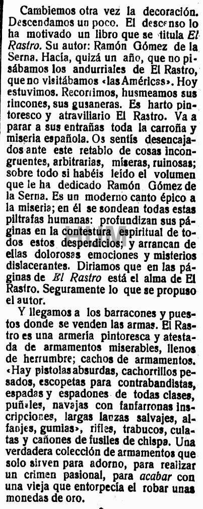 Madrid, 11 de julio de 1914. El Rastro de Ramón Gómez de La Serna