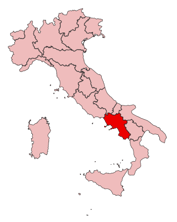 English: location of Campania region in Italy