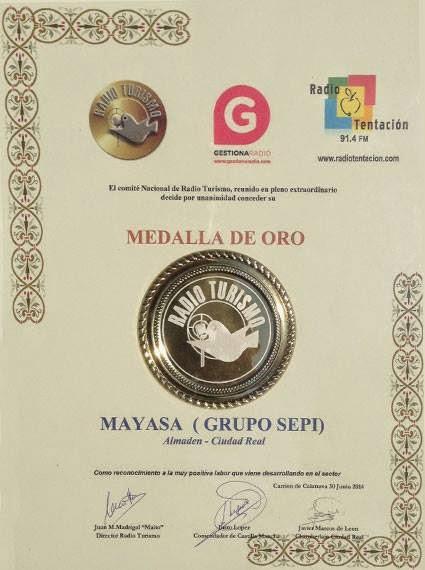 MAYASA recibe ''Medalla de Oro'' de Radio Turismo por la labor turística que el Parque Minero de Almadén viene desarrollando