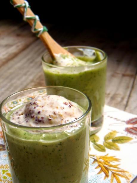 SALMOREJO VERDE CON HELADO DE MOSTAZA A LA ANTIGUA