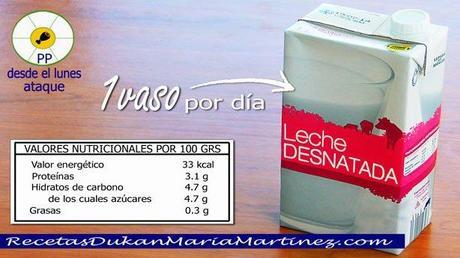 Leche dieta Dukan: leche desnatada