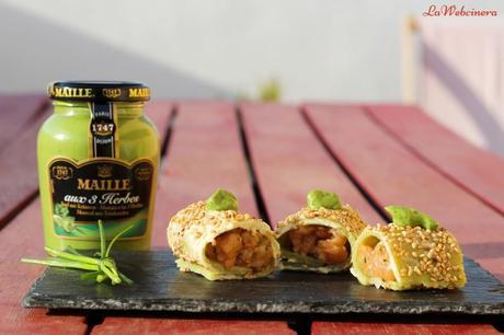 Falso maki de salmón con mostaza maille