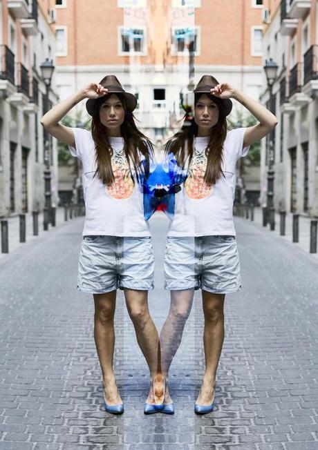 street style barbara crespo be happy tshirt a bicyclette fashion blogger outfit blog de moda