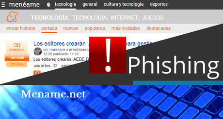 Phishing de Meneame con Mename.net