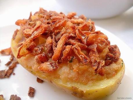 Patatas rellenas con paté de cabrales a la sidra