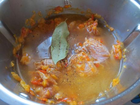 Pavo guisado en salsa de verduras