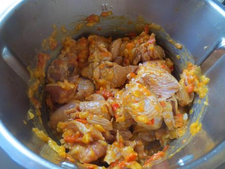 Pavo guisado en salsa de verduras