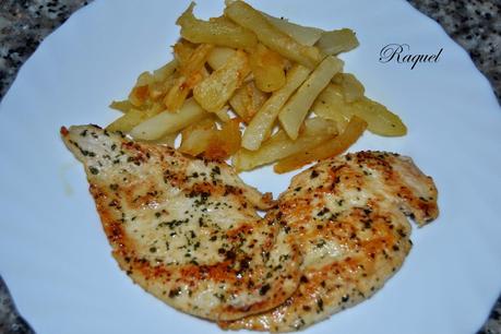 Pechuga de pollo con Patatas fritas
