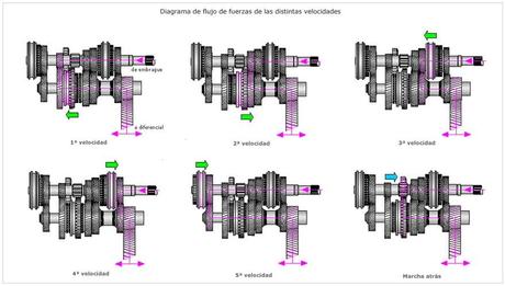 esquema caja de cambios punta tacón