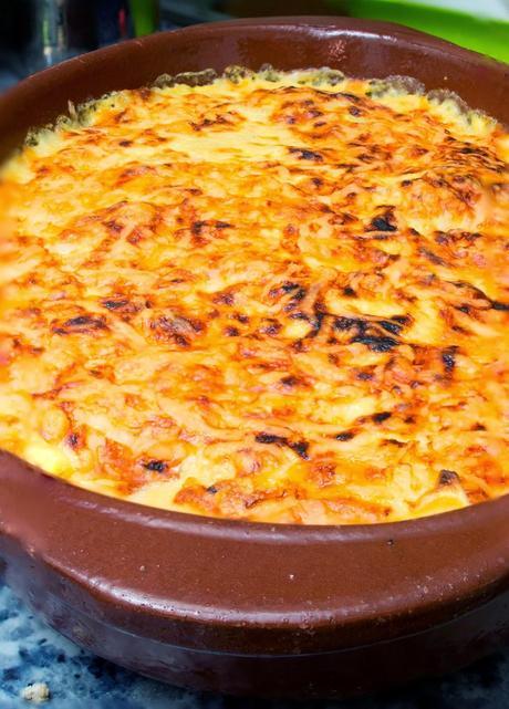 Lasaña india de raviolis de espinacas y melocotón