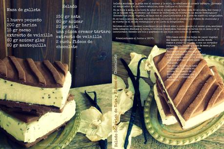 Helado Sándwich de Nata y Fideos de Chocolate