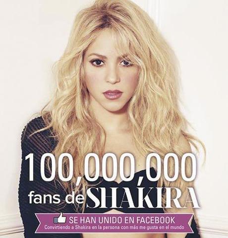 Shakira Facebook fans 100 millones