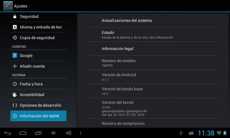ROM Android Jelly Bean 4.1.1 para actualizar tablet A13 o F727CD (Prolink MD 0696B, Iview 754TPC, etc).