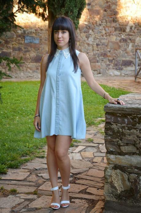 Oasap: Lace collar denim dress!!!