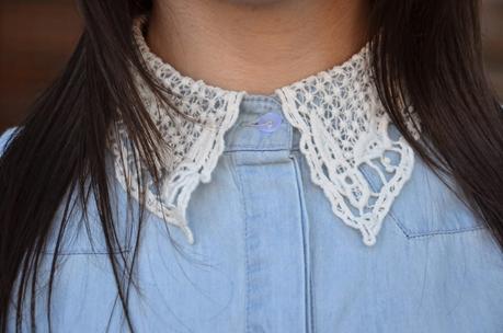 Oasap: Lace collar denim dress!!!