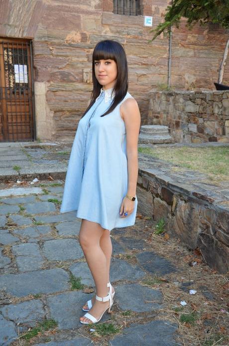 Oasap: Lace collar denim dress!!!