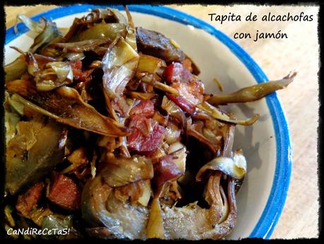 Tapita de alcachofas con jamón