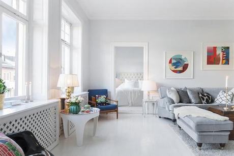 suelos de madera pintada de blanco estilo nórdico escandinavo decoración pisos suecos decoración de salones decoración de interiores decoración de comedores decoración blanco negro nórdico blog decoración nórdica 