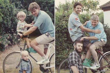 Divertidas recreaciones de viejas fotos familiares. 