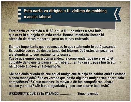 MobbingMadrid Esta carta va dirigida a ti: víctima de mobbing o acoso laboral