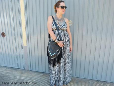 Vestido tribal en blanco y negro