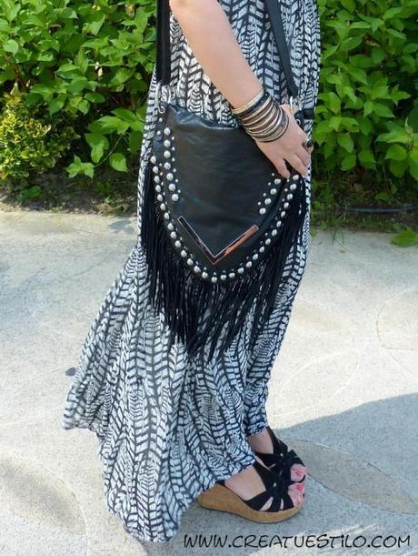 Vestido tribal en blanco y negro