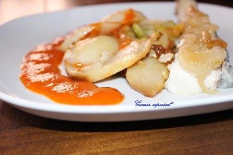 Pámpano con salsa de pimiento rojo