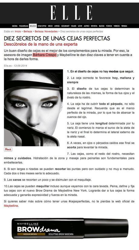 barbara crespo maybelline ny press eyebrow design diseño de cejas prensa elle glamour tv fashion blogger blog de moda