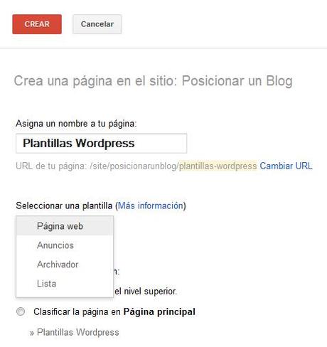 Cómo posicionar mi blog - Google Sites - elegir formato