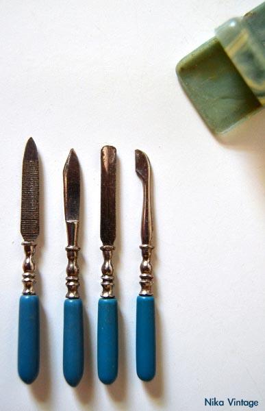 set manicura vintage, juego, adivna