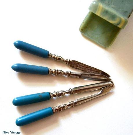 set manicura vintage, juego, adivina