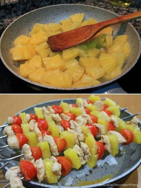 BROCHETAS DE PAVO CON PIÑA