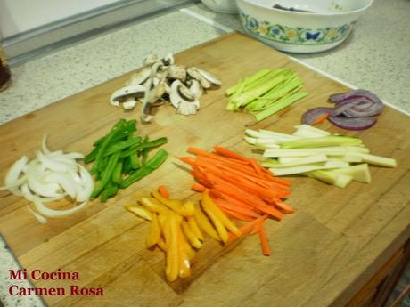 TERNERA CON VERDURA EN SALSA DE OSTRAS CON SÉSAMO