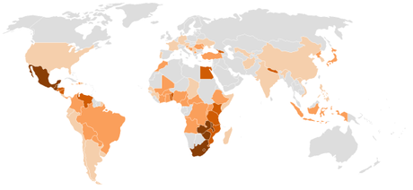 Cultivo de maíz per capita  (Cortesía: Wikipedia-Pixeltoo)