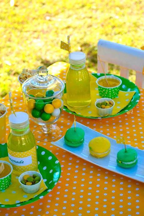 decoración amarillo y verde-para fiesta infantil